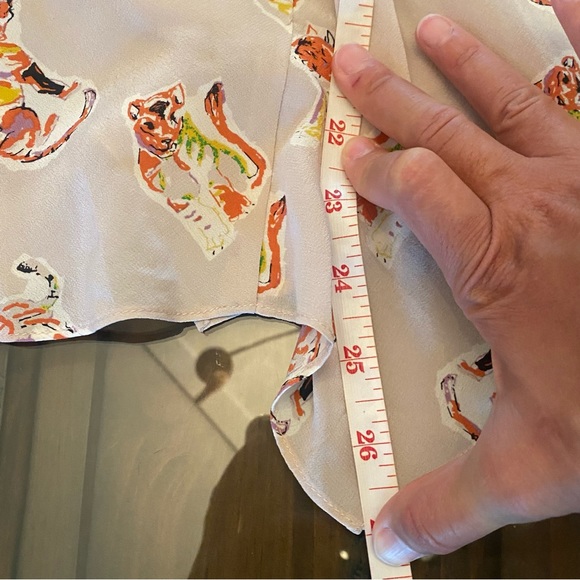 Rebecca Taylor Silk Tiger Cubs Pastel Colors Silk Top size 6 - Picture 6 of 14